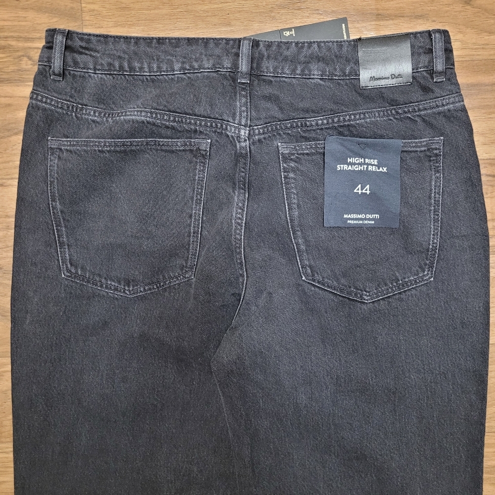 NWT! Massimo Dutti Women's Wide Leg Jean High Waist Full Length Black Size 12 - Picture 6 of 9